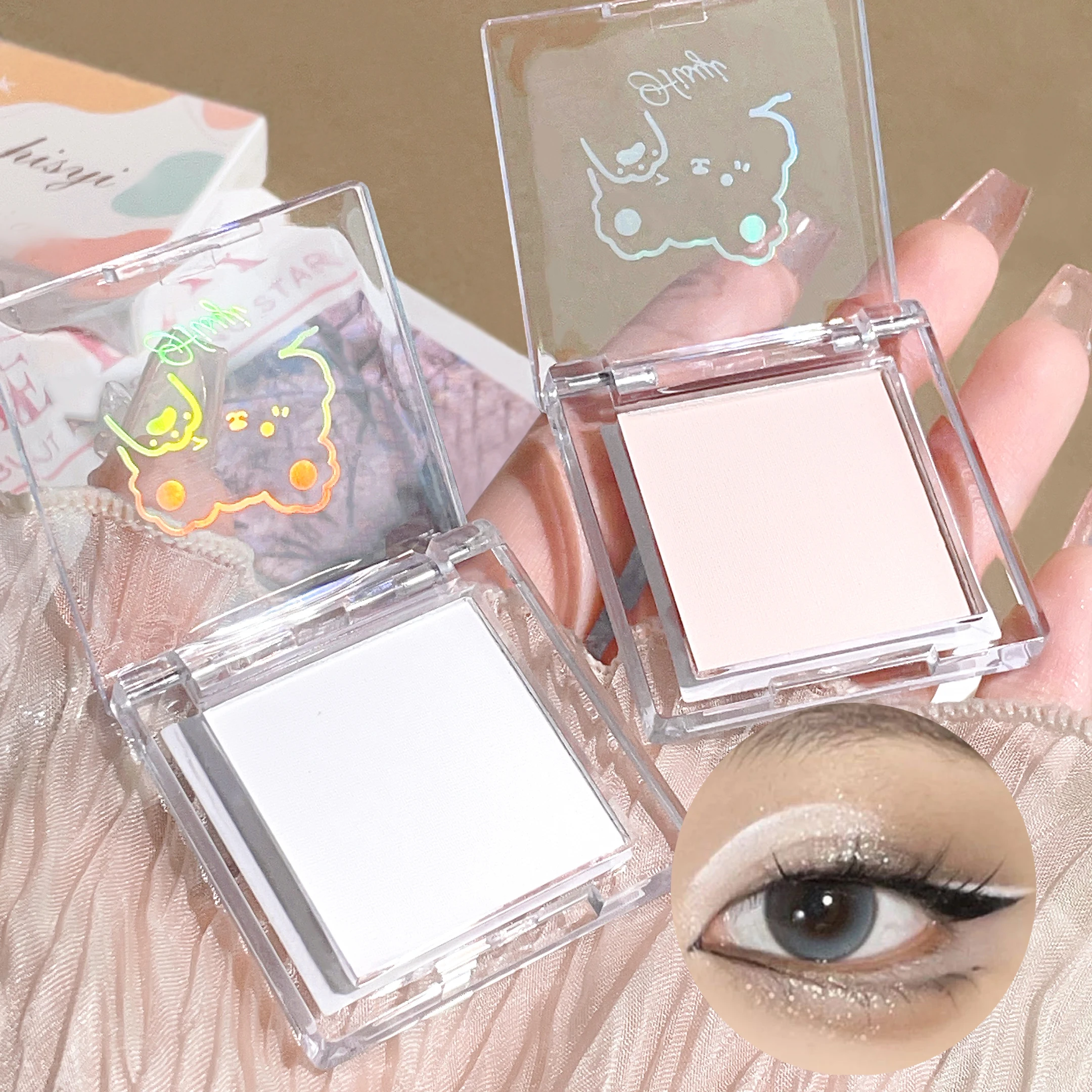 Monochrome matte highlighter eyeshadow board powdery and durable, naturally brightening eye dopamine Korean eyeshadow 3