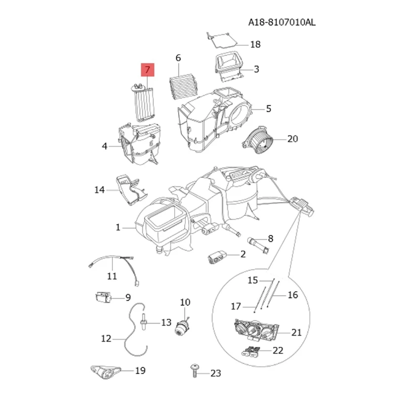 A11-8107023 Car Air Conditioning Radiator Heater Core Accessory For Chery A13 A15 A18 Tiggo 2/Tiggo 3X DR3