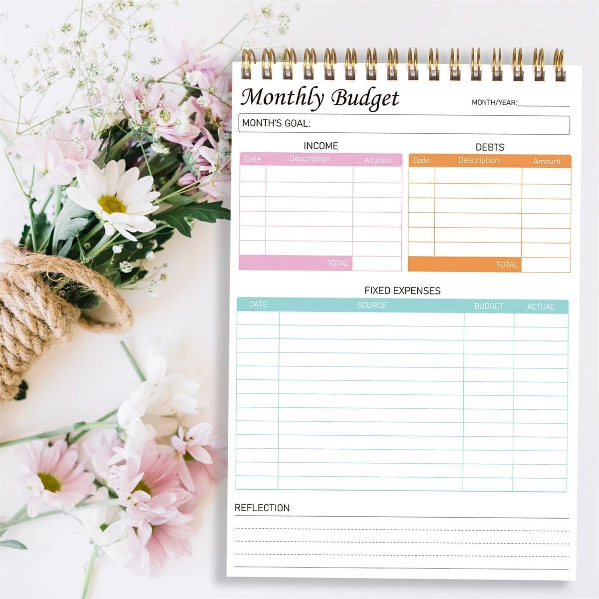 Budget Planner Notebook, Undated Monthly Financial Planner Effective ...