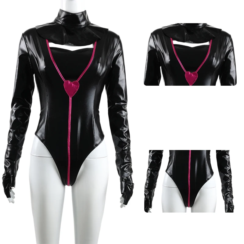 Angel Dust Cosplay Fantasy Anime Cartoon Hotel Disguise Costume Gloves Bow Tie Pink Dress Outfit Women Halloween Roleplay