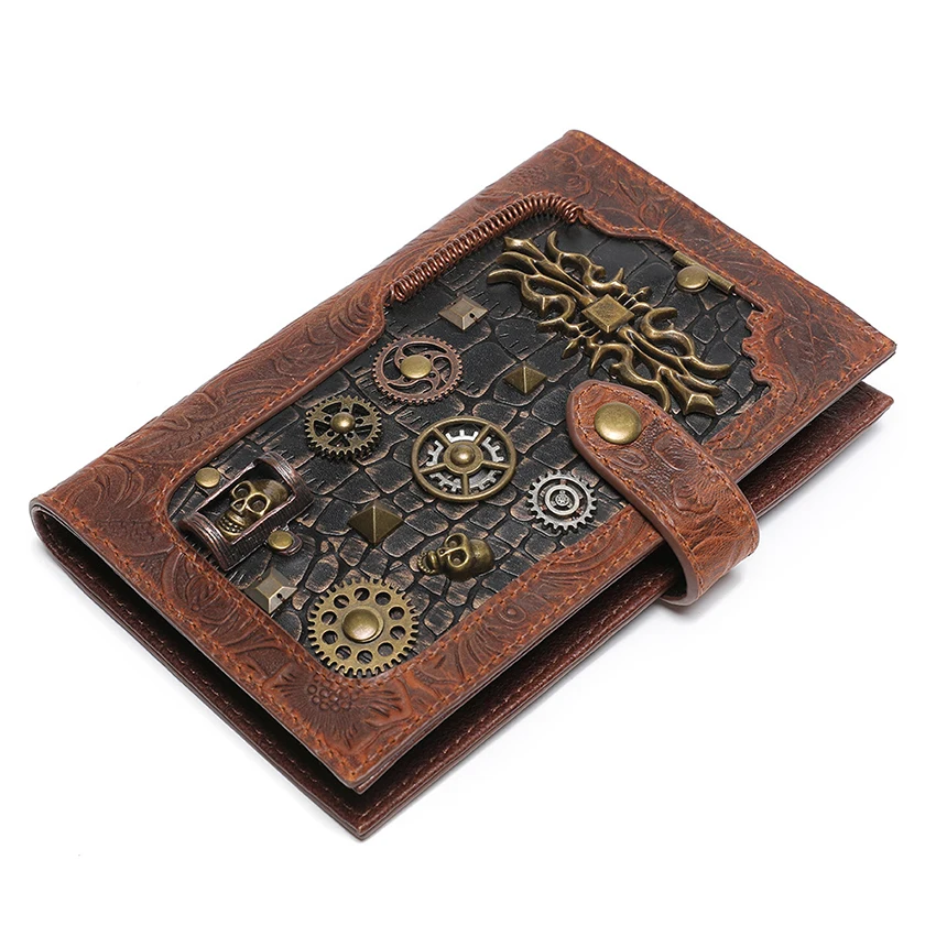 

Retro Handbags Gothic Anime Men's Steampunk Wallet Purse Briefcase Mechanical Backpack Card Bag Genuine Leather Wallet for Woman