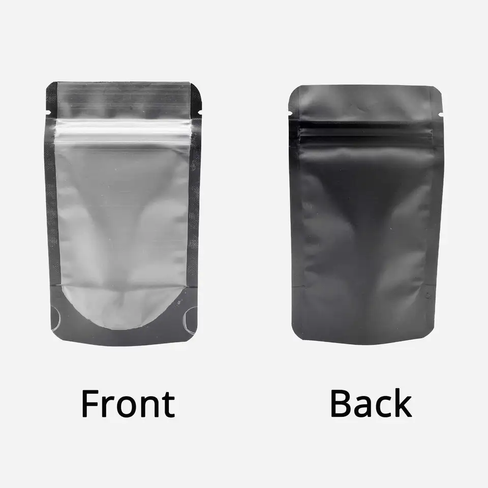 100 Pack Matte Black Resealable Mylar Bags for Food Storage