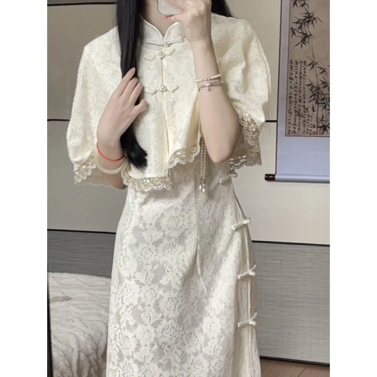 

Yourqipao Chinese Summer Traditional Chinese Cheongsam Dress Women Retro Qipao Bodycon Floral Bandage Vintage Fashion Long Dress