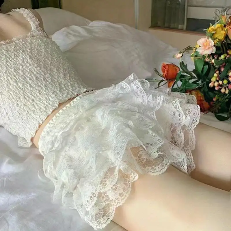 Description Picture 5 of item2024 Floral Lace Lolita Safety Pants Women Summer Shorts Petticoat Underpants Girls Fashion Princess Loose Shorts Safety Shorts