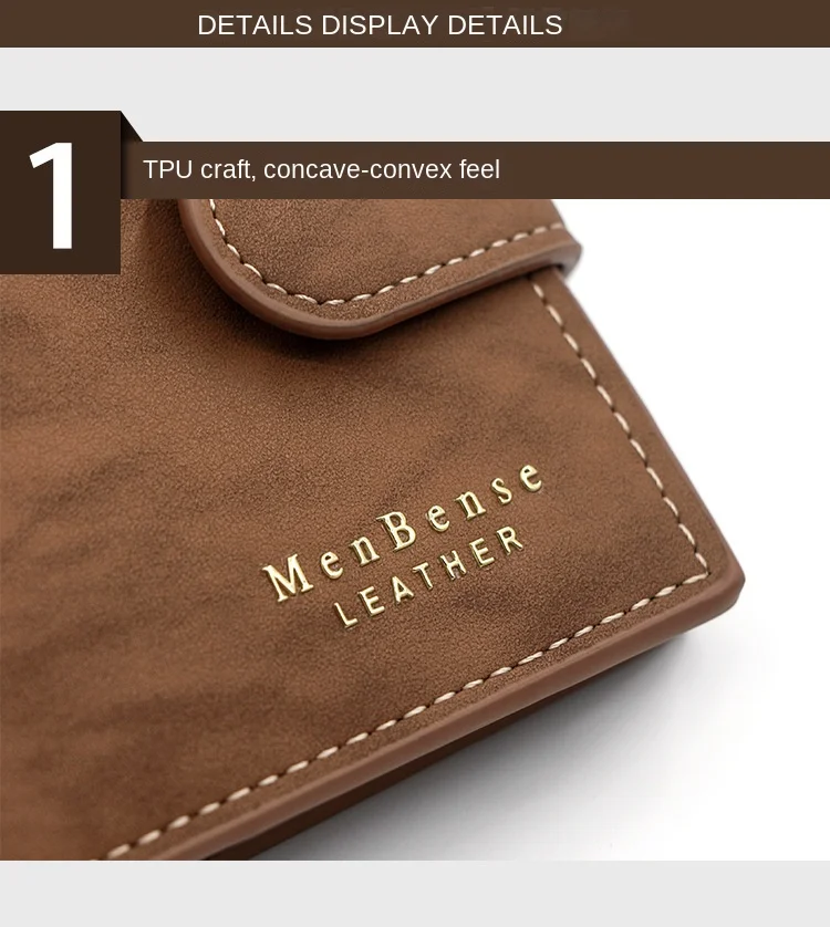 Männer Business Brieftasche Hohe Qualität PU Leder Kreditkarte Halter Fall Männlich Kurze Zipper Münzfach Geldbörse Geld Tasche mit haspe – Detail 9