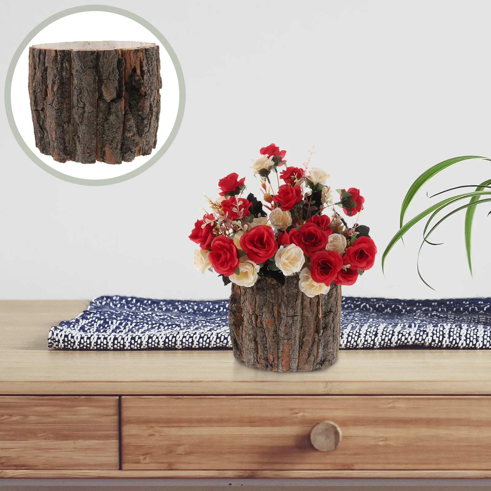 

Pastoral Flower Box Tree Stump Plant Pots Decor Wood Rustic Planter Wooden Log Container Floral Boxes
