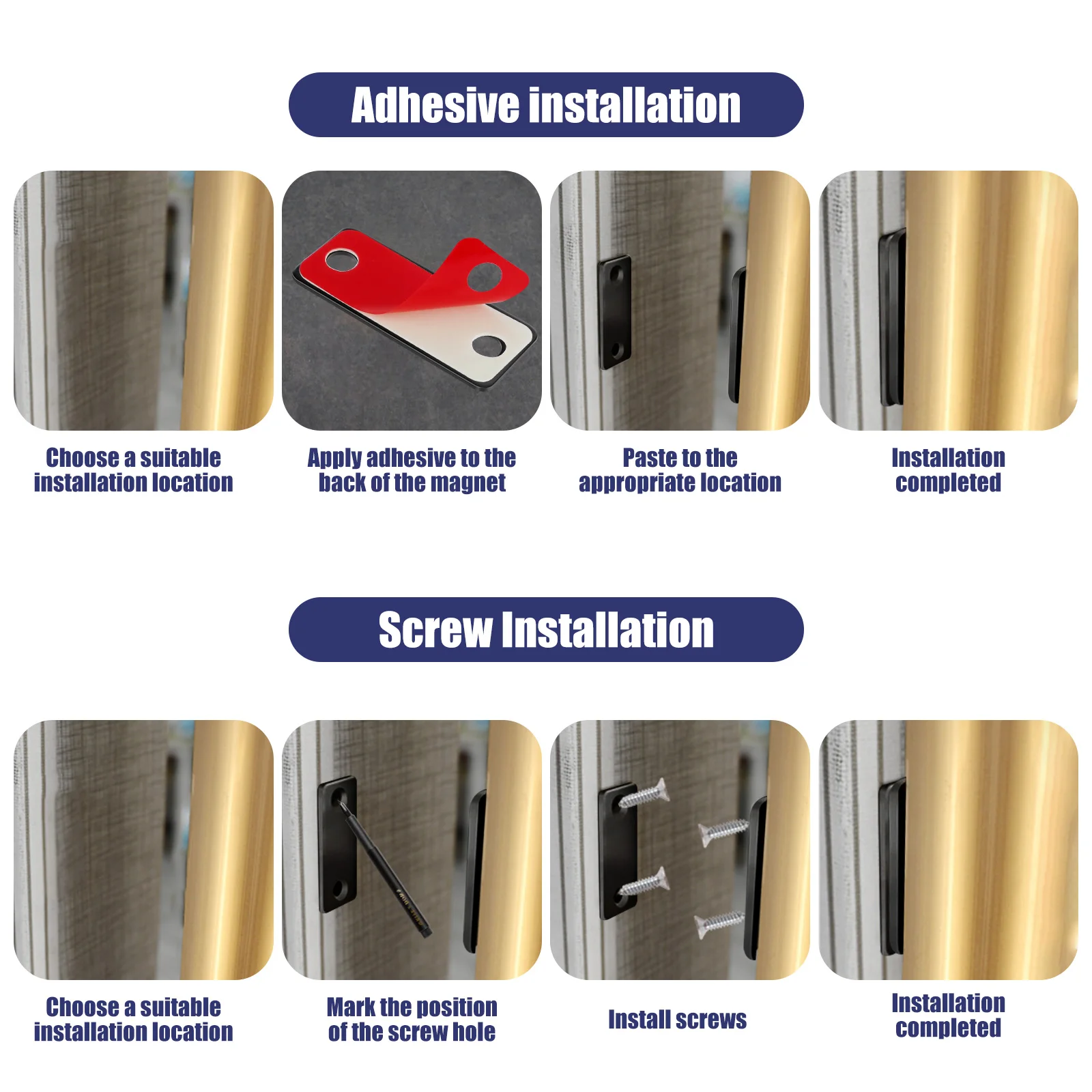 Cabinet Magnetic Catch Ultra Thin Strong Magnetic Door Catch Adhesive or Screw Installation Drawer for Kitchen Closet door latch
