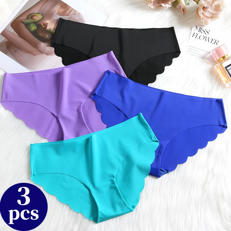 3PcsLotS2XLIceSilkLadiesUnderwearPantiesElasticityLowWaisted