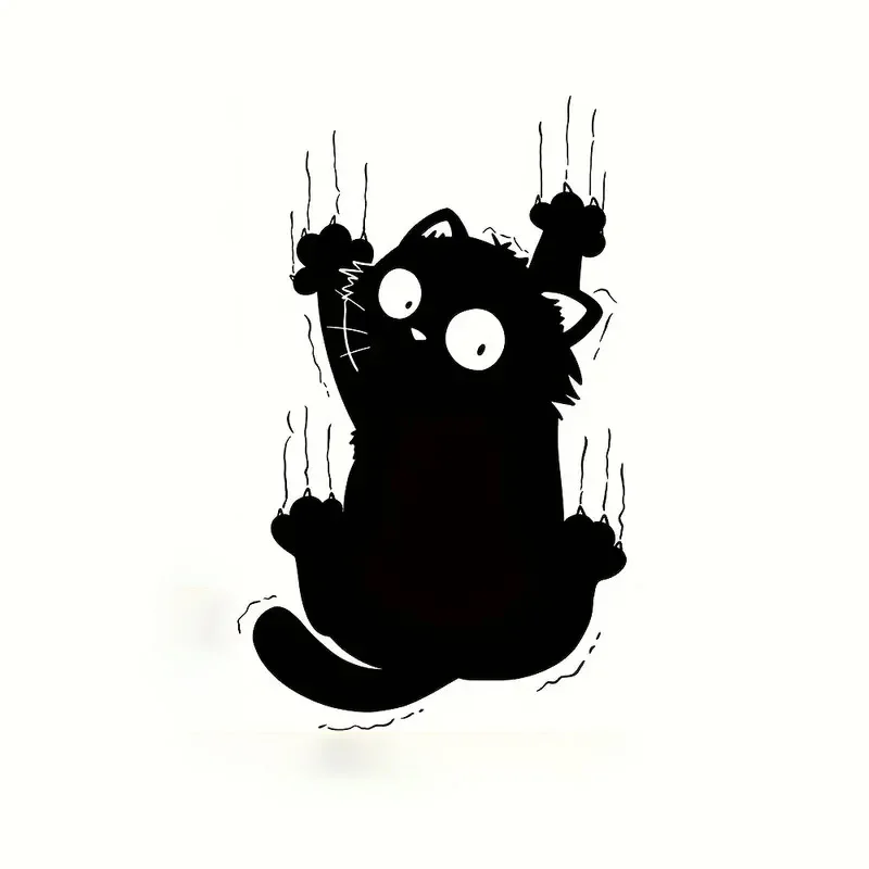 Fun Cat Self-Adhesive Toilet Stickers,Wall Decal Removable, Reusable PVC Sticker for Toilet Lid, Bathroom Decor
