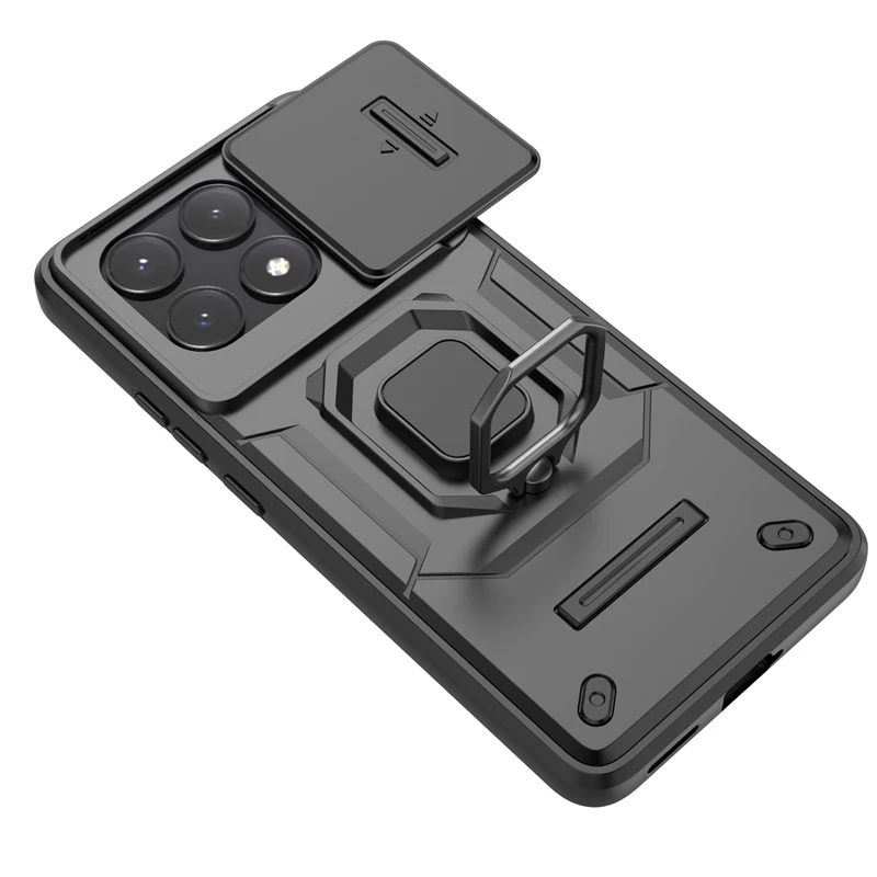 Shockproof Magnetic Ring Holder Case with Push Window