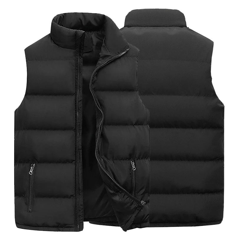 Mens Vest Jacket Warm Sleeveless Jackets Winter Waterproof Zipper Coat Autumn Stand-Up Collar Casual Waistcoat Clothing