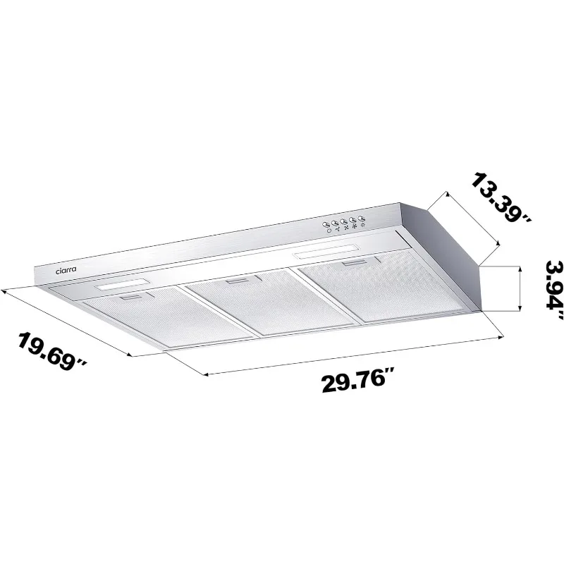 CIARRA Ductless Range Hood 30 inch Under Cabinet Hood Vent for Kitchen  Ducted and Ductless Convertible CAS75918A