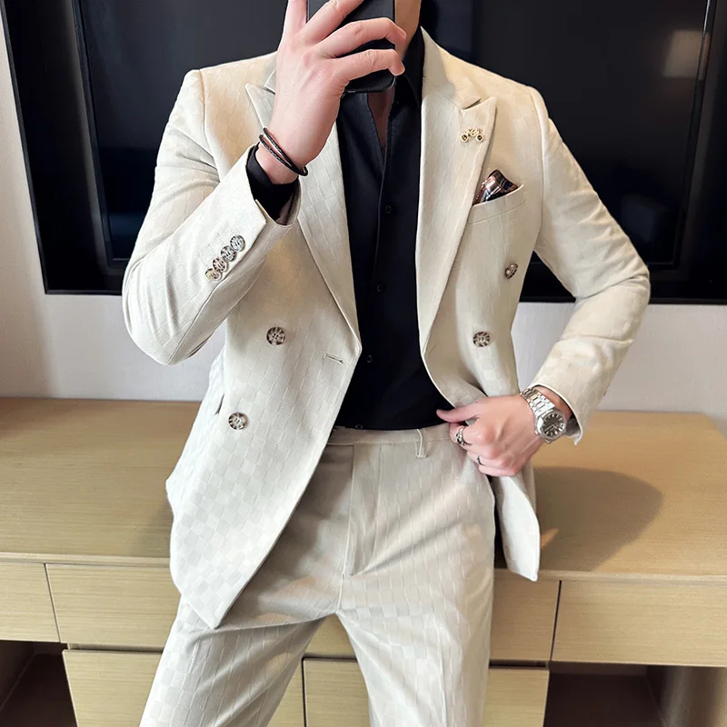 Men Suits Jacket Pants 2 Pieces