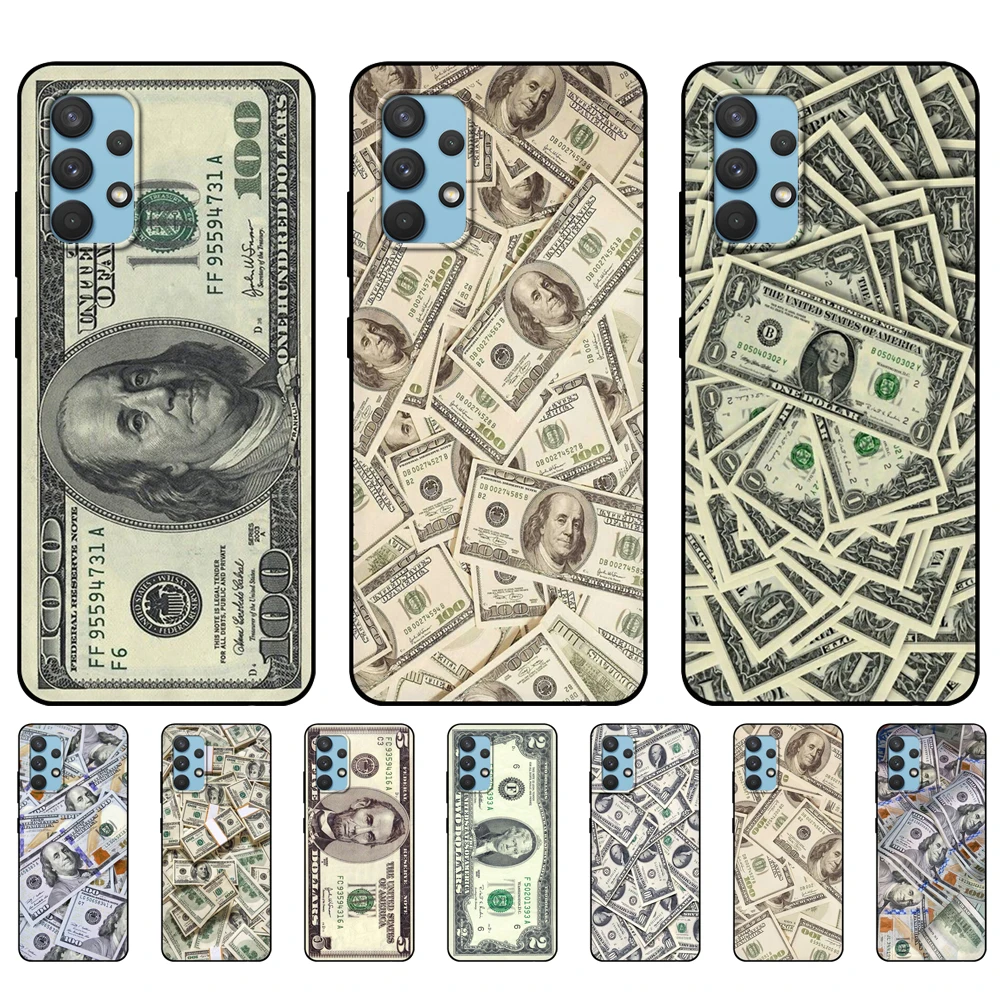 Custodia In Tpu Nero Per Samsung Galaxy A12 A22 A32 A42 A52 A72 4G 5G S21 Plus Cover Posteriore Ultra Money Dollars Bill Cash Ben Franklin
