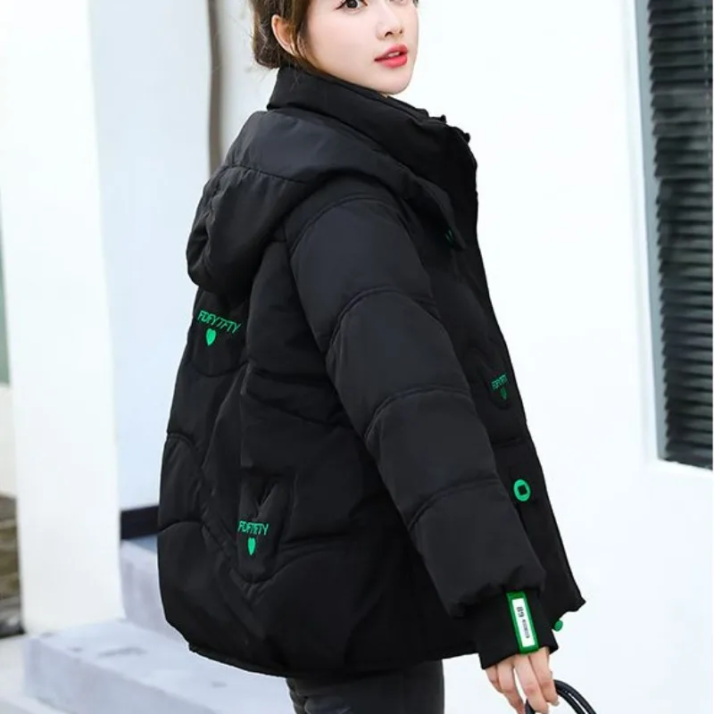 2023 New Women Down Jacket Winter Coat Female Short Parkas Loose Thick Warm Outwear Hooded Leisure Time Versatile Overcoat
