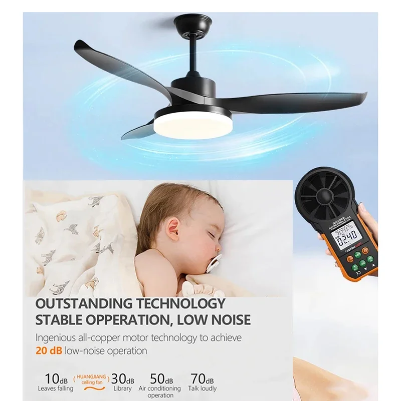 52Inch 3 ABS Blade DC 35W Pure Copper Motor Ceiling Fan With 60W LED Light Support Remote Control Strong winds Electric fans ceiling fan led ceiling fan lights