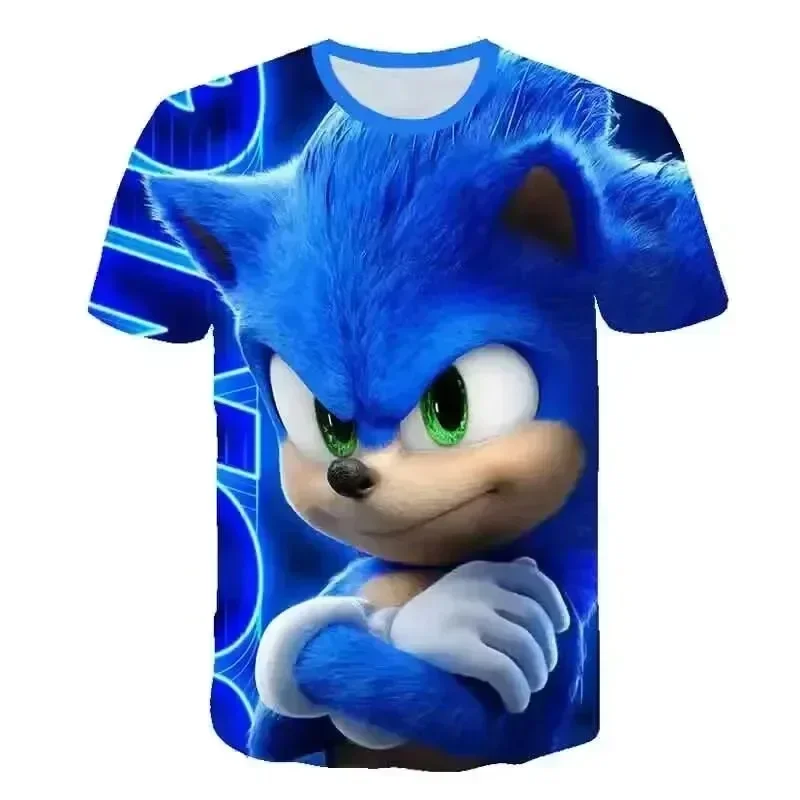 New Cartoon Anime Tshirt Kids Clothing Boys Girls Cartoon Game Boy Boys Sonic 3D Printing Clothes Summer Children T-shirt Tops 2