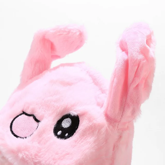  - Cute Bunny Ears Hat Moving Airbag Rabbit Soft Jumping Up Cap Funny Toy Girls Cartoon Kawaii Plush Hat Toys Gift for Adult Kids