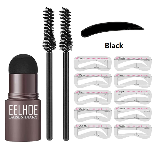 Professional Brow One Step Shaping Kit Stamp Set Makeup Stick Hairline Contour Waterproof Tint Stencil Eyebrow Template
