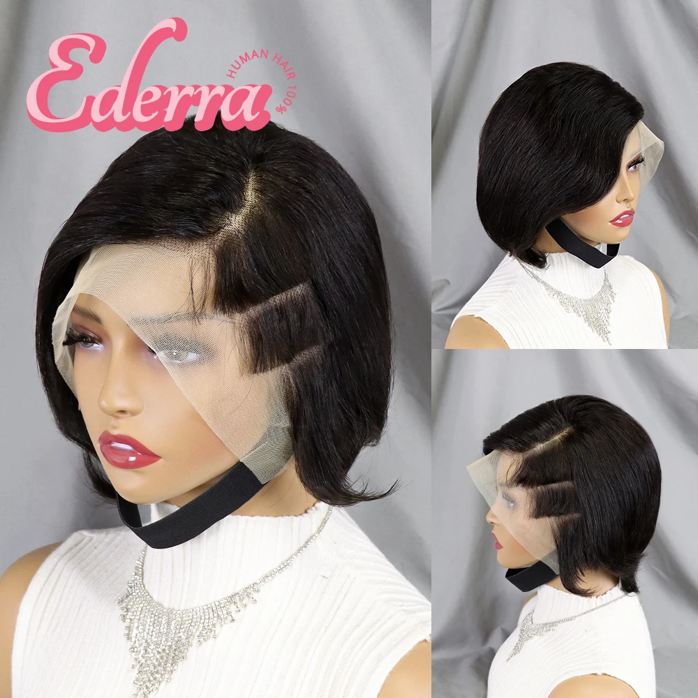 

【13X4】Short Pixie Straight Bob Human Hair Lace Wigs For Women Brazilian Remy Hair Glueless Ombre Colored Cheap Wigs