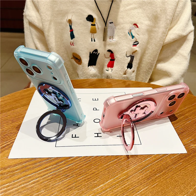Luxury Rotating Gyro Magnetic Soft Clear Stand Case