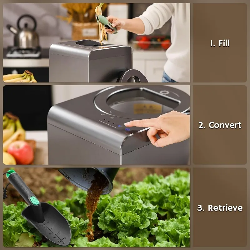 Airthereal Revive Electric Kitchen Composter with Visual Cover, 2.5L Capacity with Upgraded SHARKSDEN&reg; Tri-Blade