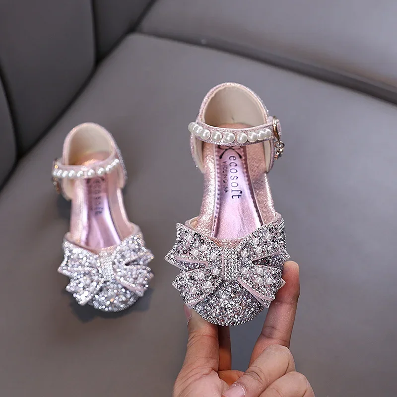 Girls Rhinestone Flat Sandals Non Slip Kids Fashion Shoes