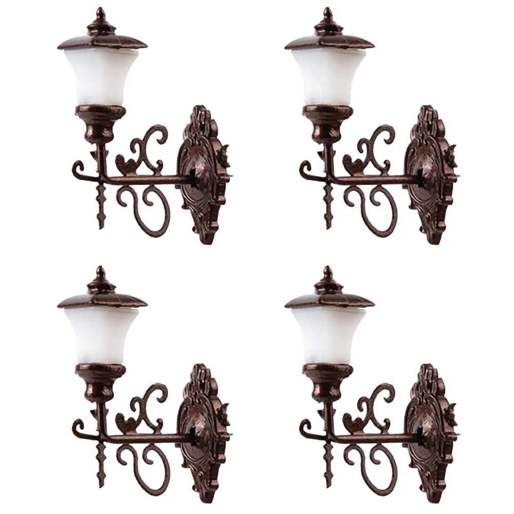 

4 Pcs Dollhouse Wall Light Mini Lamp Model Toys Simulation Furniture Luminous Vintage Sand Table Materials DIY