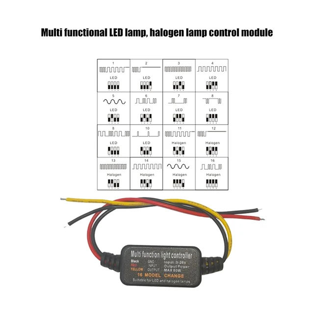 Modulo Lampeggiatore LED Per Auto E Moto - DC9-26V, 16 Modalità Regolabili, Controller Luci Strobo, Confezione Da 4 - Foto 3