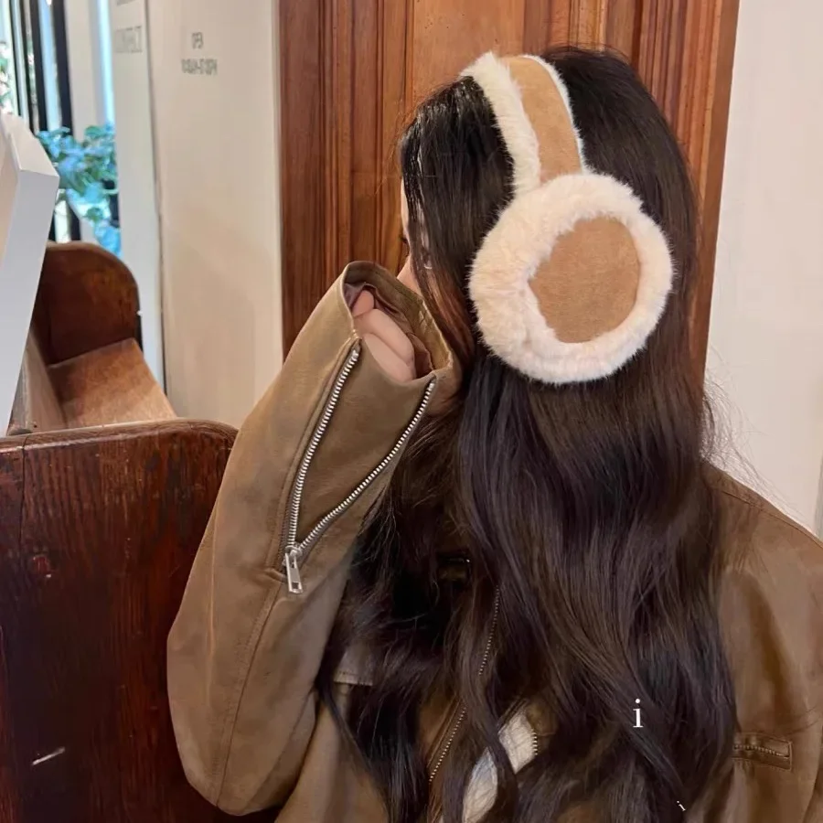 Ear Muffs Hair Dye Ear Muffs Fashion Plush Ear Muffs Foldable Thicken Wool Ear Cover for Women Men Winter Warm Suede Earflap Outdoor Cold Protection