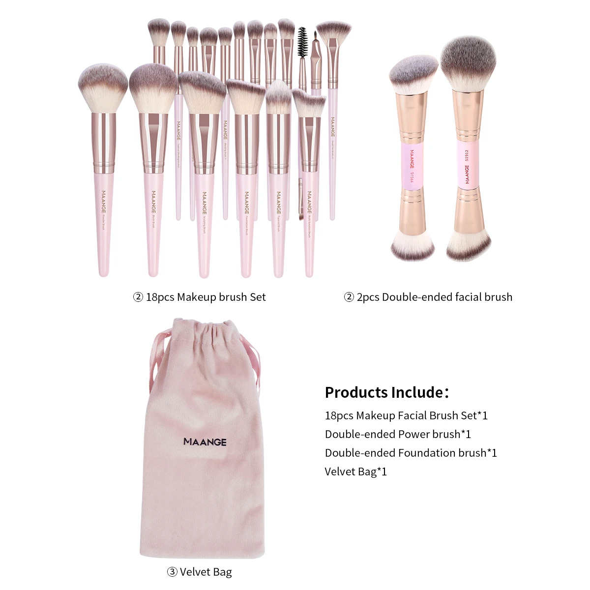 Professional 20-Piece Makeup Brush Set with Storage Bag | Foundation, Powder, and Eyeshadow Brushes