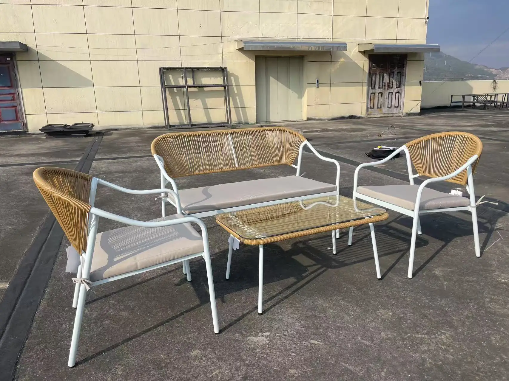 Stackable Wicker Patio Conversation Set with Cushions 3