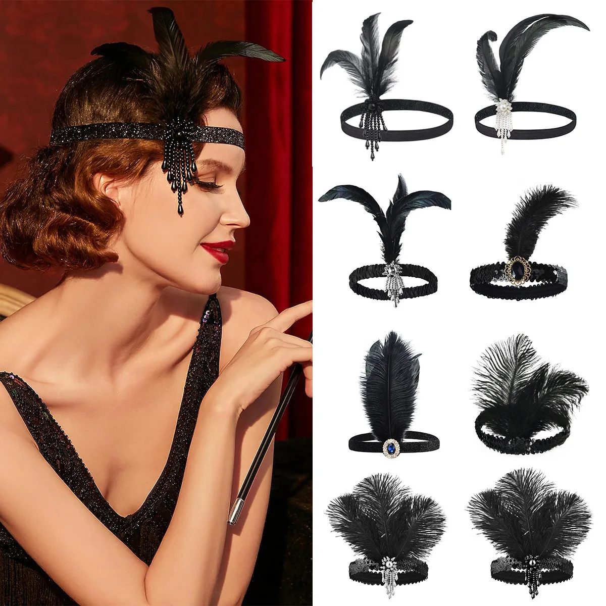 Hair Accessory Hair Band 1920s Retro Gatsby Single Party Headwear Feather Headband