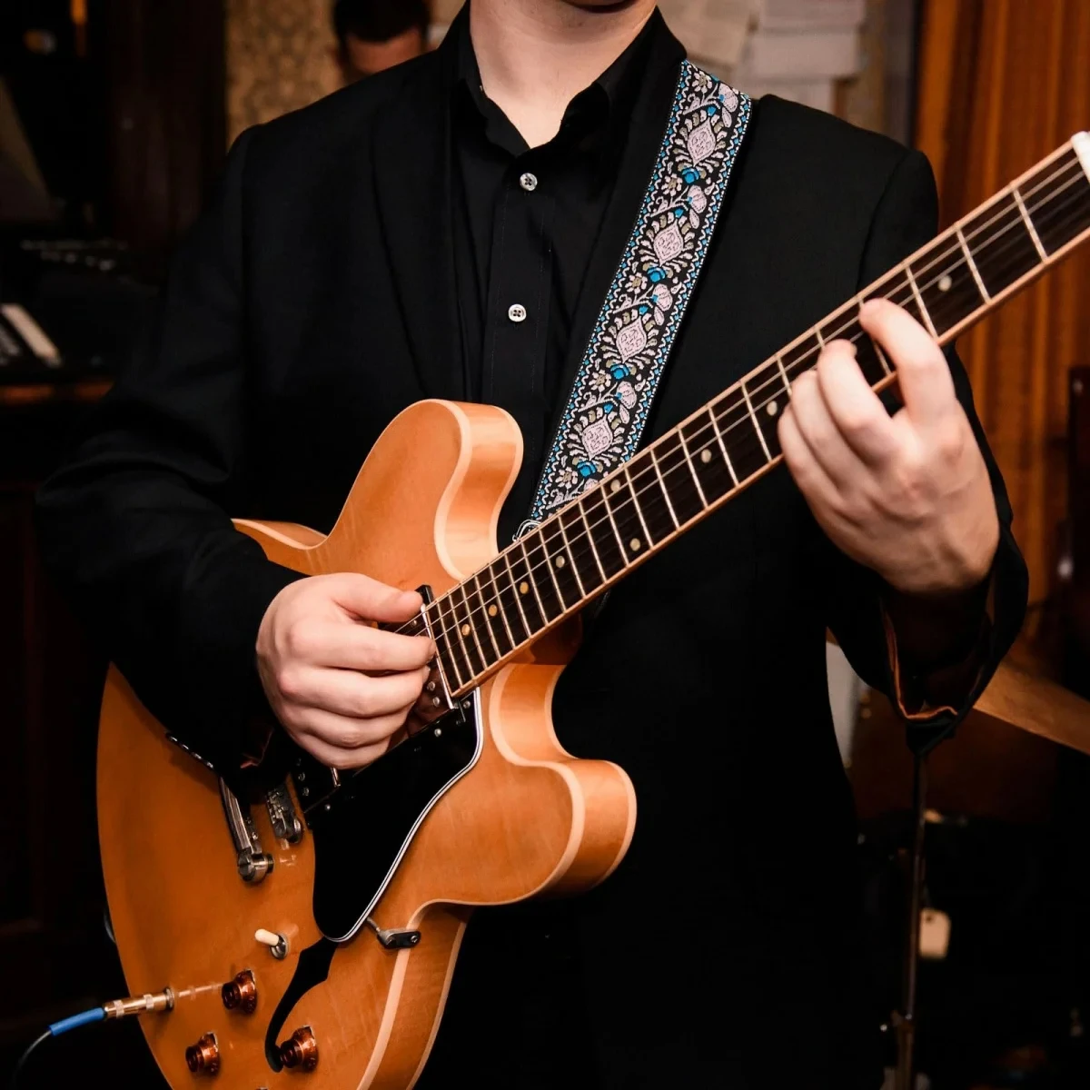 Gitarren gurt p & p 2,5 Zoll verstellbarer, weich bestickter und verstellbarer Gurt im Sethnic-Stil für E-Gitarren-Akustik bass – Detail 6