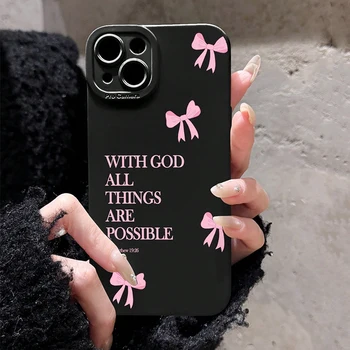 inimalist Pink Girly Bow Slogan Phone Case For iPhone 17 16 15 14 13 12 11 Pro Max XS X XR 7 8 Plus 16E SE2 Soft Silicone Cover 1