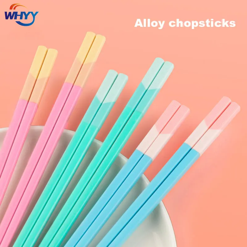 

WHYY Japanese Chinese Chopsticks Set Alloy Reusable Korean Restaurant Mixed Color for Food Sushi Stick Kitchen Tableware Utensil