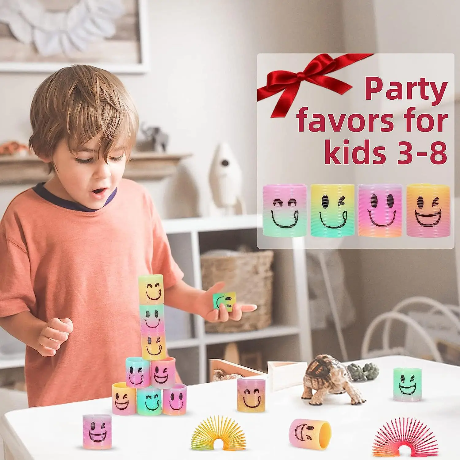 Magic Springs Toys Rainbow Circle Toys Kids' Birthday Party Favors Friends Giveaway Small Gifts Pinata Fillers Flexible Funny