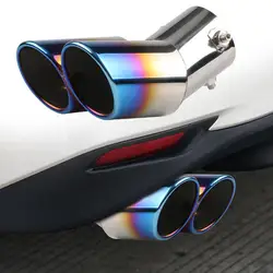Car Exhaust Tip Stainless Steel Dual Tailpipe Throats Muffler Exhaust Tip Auto Modification Supplies Universal Car Accessories