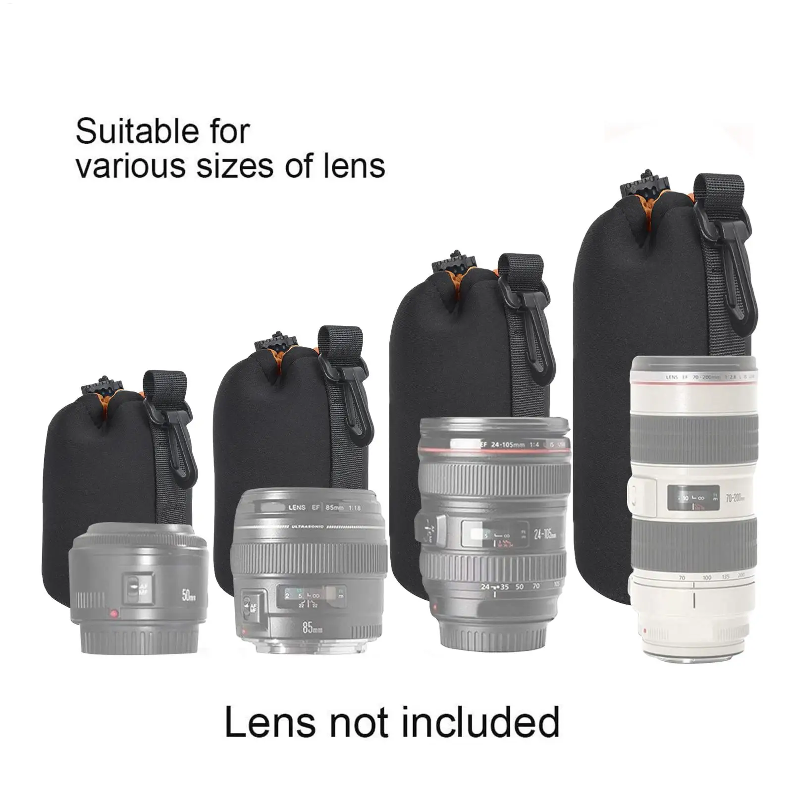 Thick Padded Neoprene Camera Lens Pouch – Soft Protective & Wear-Resistant Storage Cover