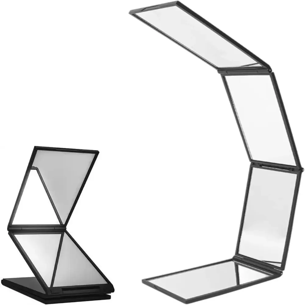 360-Degree Viewing Angle Multi Angle Folding Mirror Portable Handheld 4 Way Mirror Foldable 4-Sided Folding Makeup Mirror