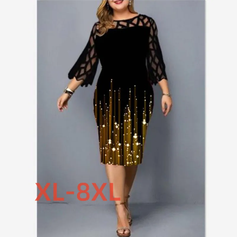 

Женское осеннее кружевное платье с рукавом 3/4, размеры 4xl, 5xl, 6xl, 7xl, 8xl