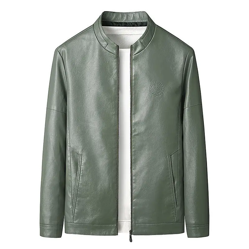 

New men's leather business fashion leather jacket trendy handsome thin coat