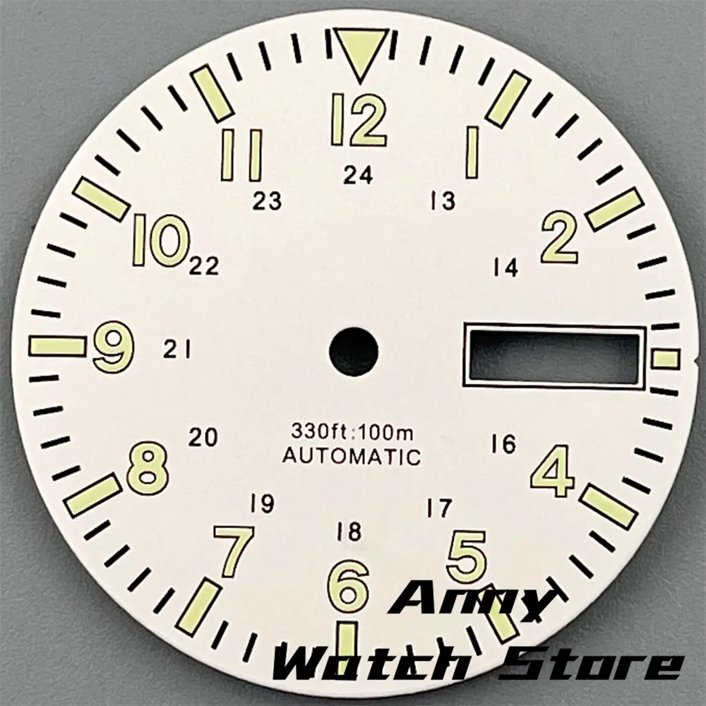 Green Luminous Dual Date Watch Dial with Hands Set