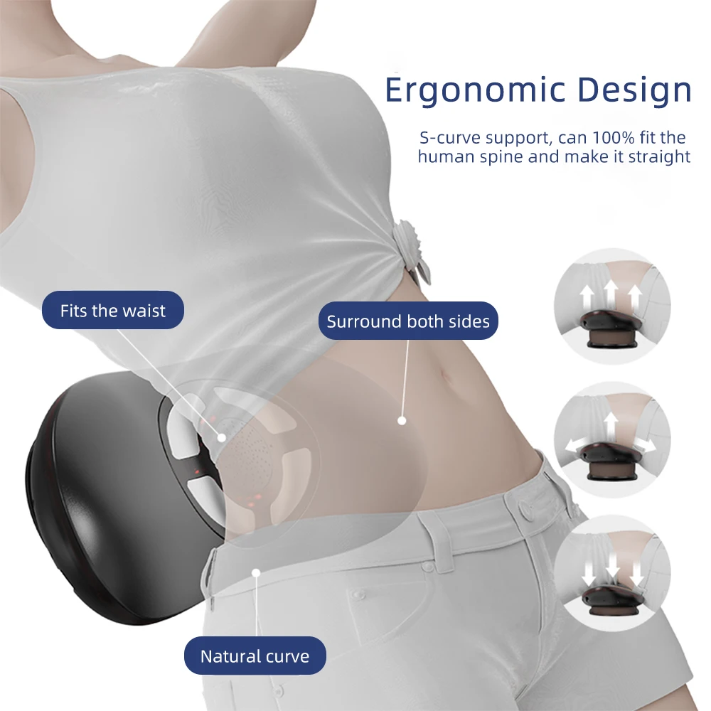 Electric Lumbar Traction Massager Height Adjustable Massage Waist Spine Support Back Massage Machine Relieve Waist