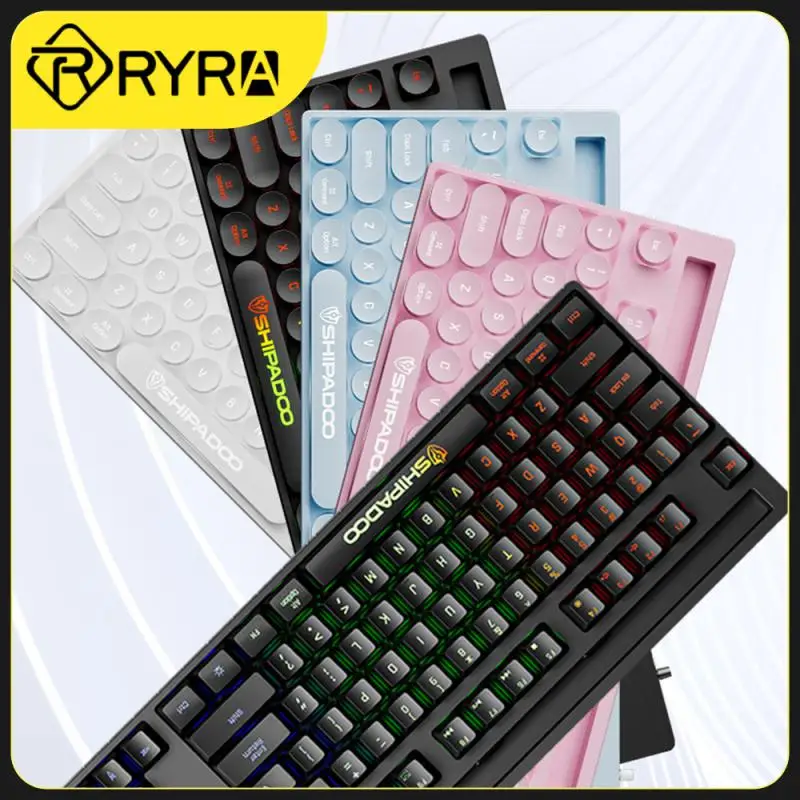 

RYRA K87V2 Wired Luminous Mini Luminous Keyboard Mechanical Feel 87KEY Key Punk Round Key Cap Color