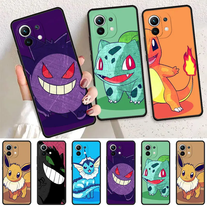 Custodie Nere Custodia Di Lusso Per Xiaomi Mi 12 Lite 11 Lite 5G Ne Note10Pro 9T 10S 13 Ultra 12Pro Fundas Pikachu Gengar Bulbasaur