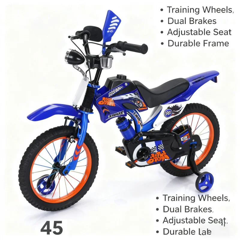 Vélo à pédales de moto tout-terrain bleu pour garçons et filles 12/16 pouces modèle de base pour enfants commerce extérieur 1 Vélo à pédales de moto tout-terrain bleu pour garçons et filles 12/16 pouces modèle de base pour enfants commerce extérieur 1