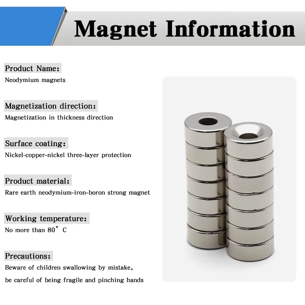 12x5-4mm Superstarker Runder Magnet mit Löchern Neodym-Magnet NdFeB N35 Starker Permanentmagnet Kühlschrankmagnet – Detail 2