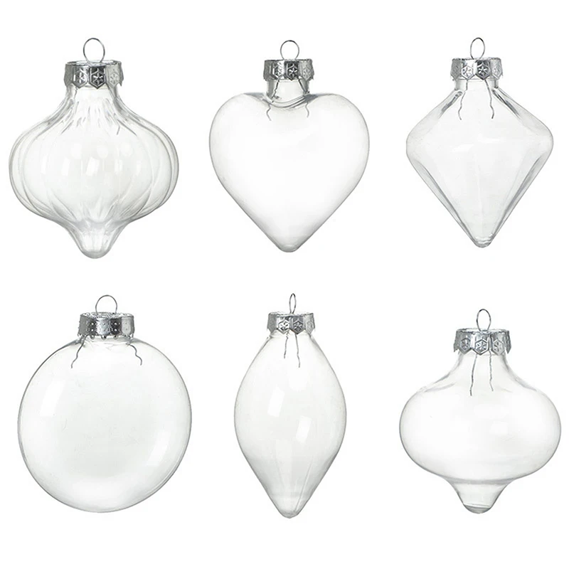 Multi Shaped Plastic Empty Ball Pendants Micro Landscaping Transparent Container Christmas Tree Hangings Ornaments Supplies 1PC