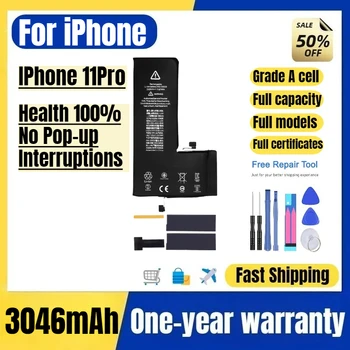 Batteria di ricambio di alta qualità per iPhone 11 Pro, stato 100%, nessuna pop-up o interruzione, cella di grado A
